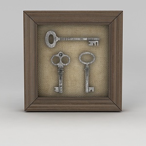 室内复古钥匙挂画3d模型