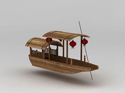 挂灯笼古代游船3d模型3d模型