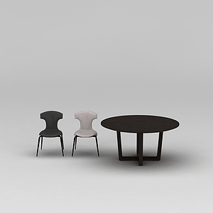 简约实木餐桌椅3d模型