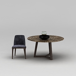 大理石台面餐桌椅3d模型