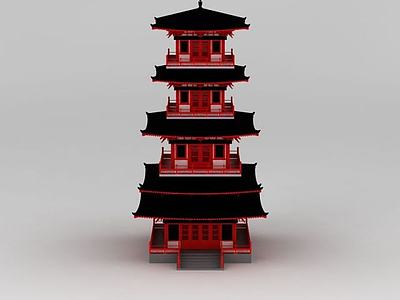 唐风塔3d模型3d模型