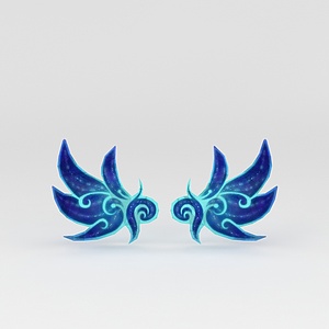 漂亮的蓝色翅膀游戏装备3d模型