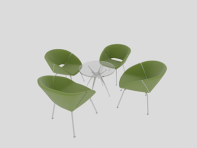 休息室绿色桌椅3d模型3d模型