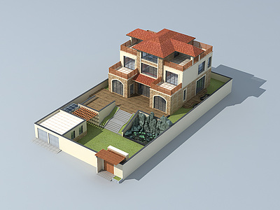 花园别墅3d模型3d模型