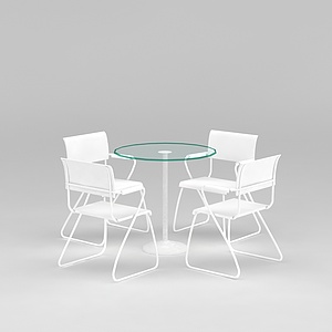 室外白色休闲桌椅3d模型