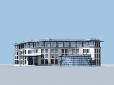 三层弧形办公楼3d模型3d模型
