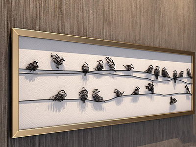现代立体钉子鸟装饰挂画3d模型3d模型
