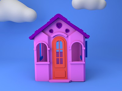 C4D儿童塑料小屋模型
