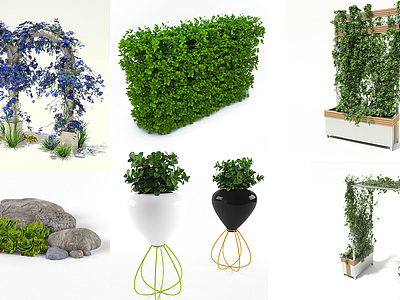 室外植物花架石头饰品集合3d模型3d模型