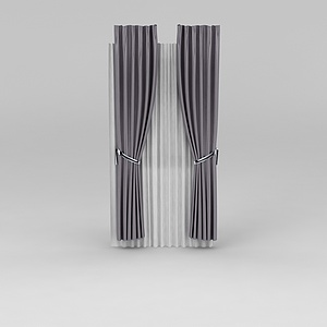 现代布艺窗帘3d模型