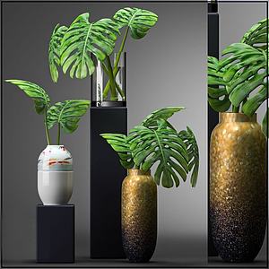 绿植花瓶摆件3d模型