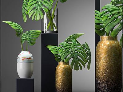 绿植花瓶摆件3d模型3d模型