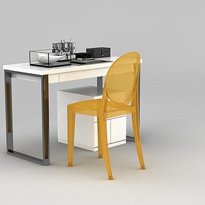 现代书房桌椅3d模型