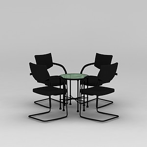 简约黑色洽谈桌椅3d模型