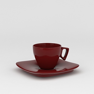 红色咖啡杯3d模型