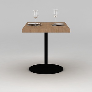高脚桌西餐具3d模型