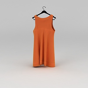 女士橘色无袖连衣裙3d模型
