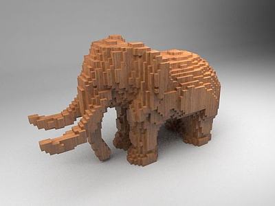 马赛克木块大象3d模型3d模型