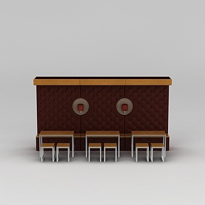 快餐厅卡座桌椅3d模型