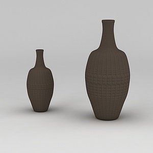 棕色装饰花瓶3d模型