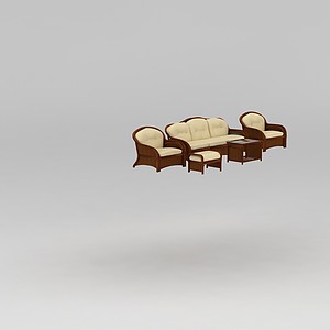 中式沙发茶几组合3d模型