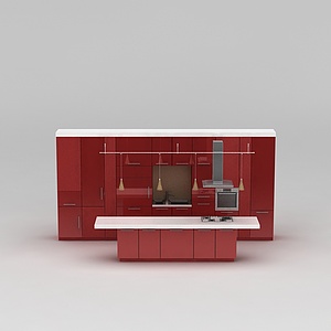 红色橱柜3d模型