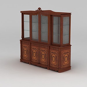 精品实木书柜3d模型