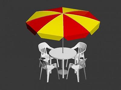 户外休闲伞桌椅组合3d模型3d模型