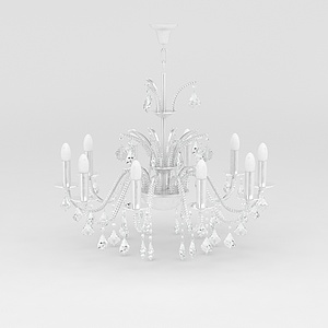 白色水晶吊灯3d模型