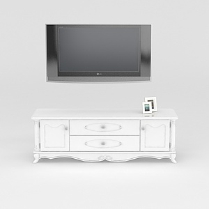 白色电视柜3d模型