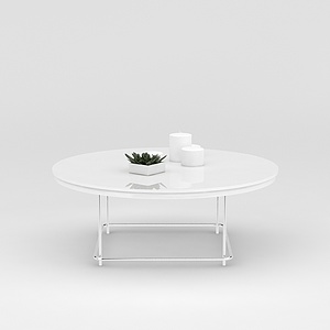 白色圆形休闲桌3d模型