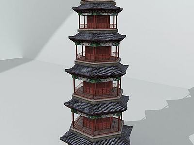 中式塔建筑3d模型