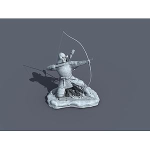 射箭雕塑3d模型
