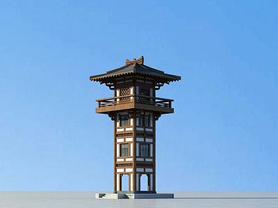 中式古建塔楼3d模型3d模型