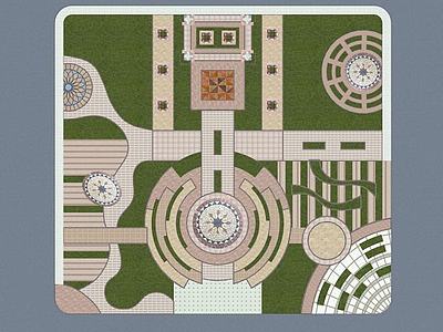 中庭中轴景观广场3d模型3d模型