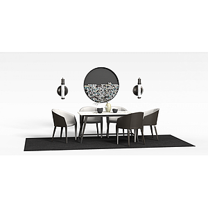 现代桌椅装饰画组合3d模型