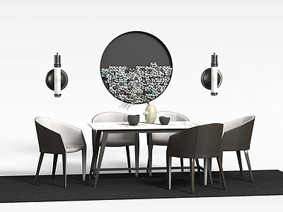 现代桌椅装饰画组合3d模型3d模型