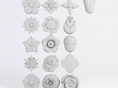 花卉形状雕花3d模型