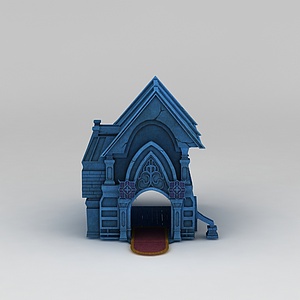 蓝色欧式城堡3d模型