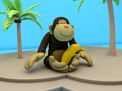 C4D小猴子玩偶模型