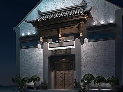 中式古典门头3d模型3d模型