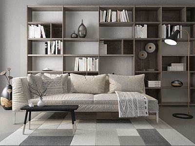 布艺舒适沙发书柜组合3d模型3d模型