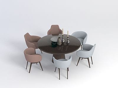 圆餐桌椅组合3d模型3d模型