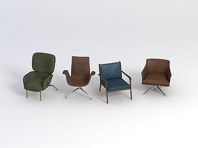 北欧皮质单人椅3d模型3d模型