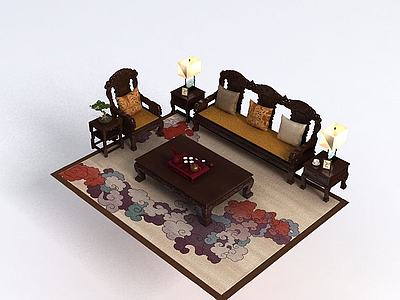 中式客厅家具3d模型3d模型