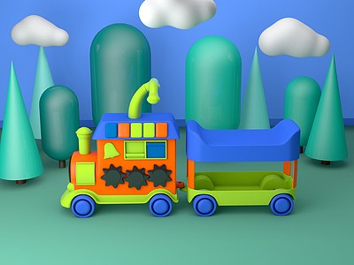 C4D小火车玩具模型