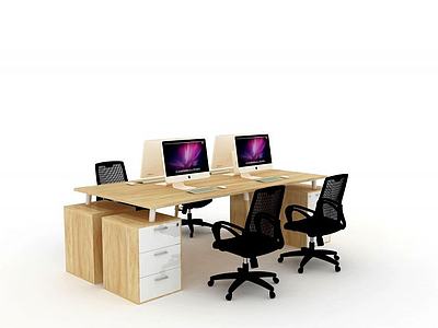 四人位办公桌3d模型3d模型