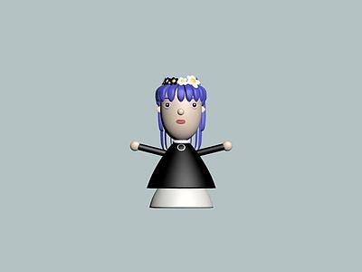 紫发女孩泥塑玩具3d模型3d模型