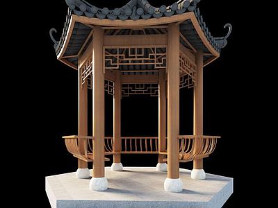 中式传统古建凉亭3d模型3d模型