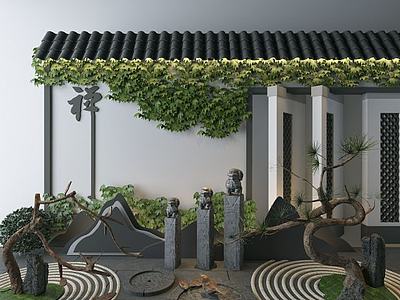 新中式园林景观组合3d模型3d模型